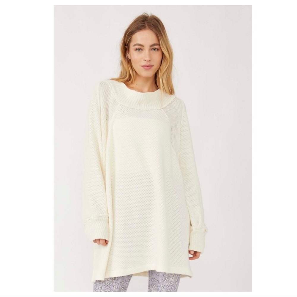 FREE PEOPLE SWEATER BOHO 90s VIBES FLOWY PULLOVER OVERSIZED TUNIC A2C - Picture 2 of 10